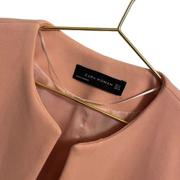 Zara Pink Open Front Ruffle Sleeve Occasion Coat Size MED - Picture 3 of 8